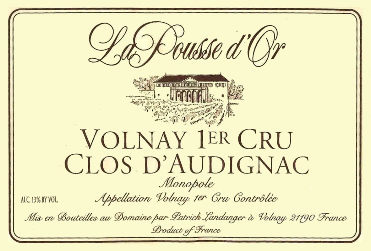 Domaine de la Pousse d'Or Volnay Clos d'Audignac Premier Cru 2012 Front Label