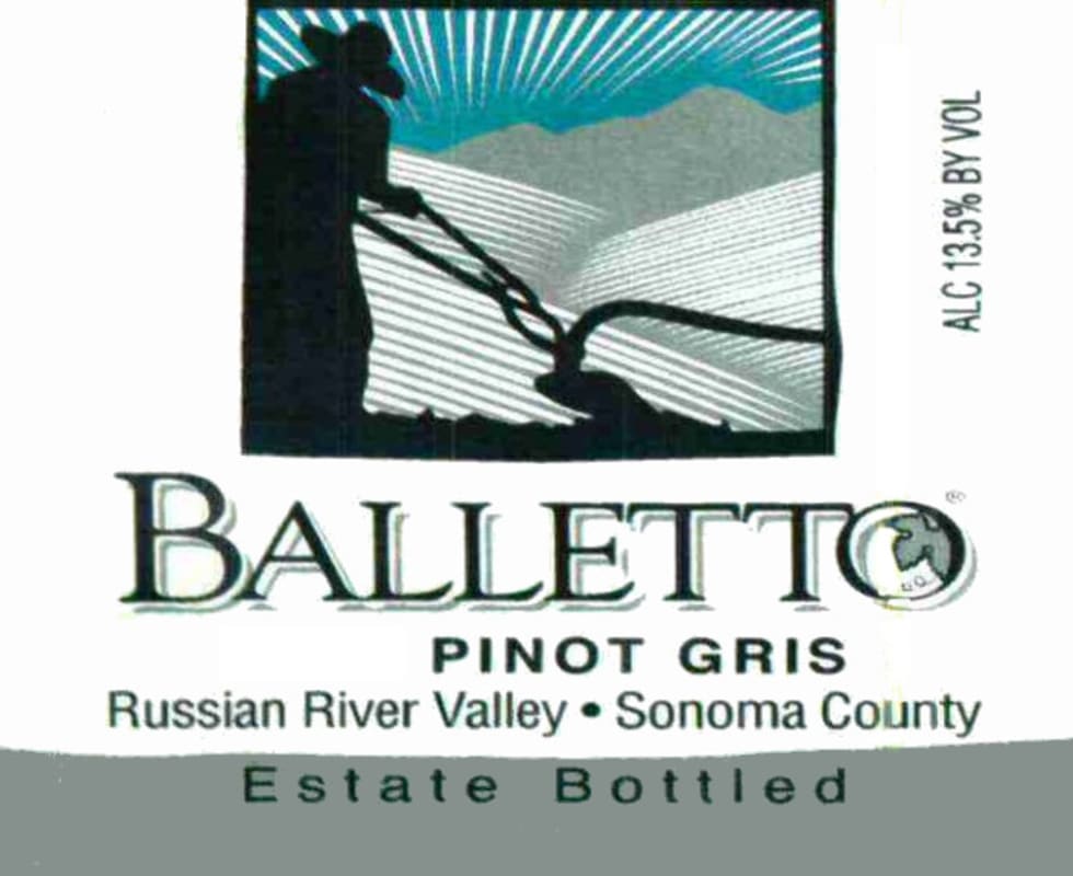 Balletto Winery Pinot Gris 2011 Front Label