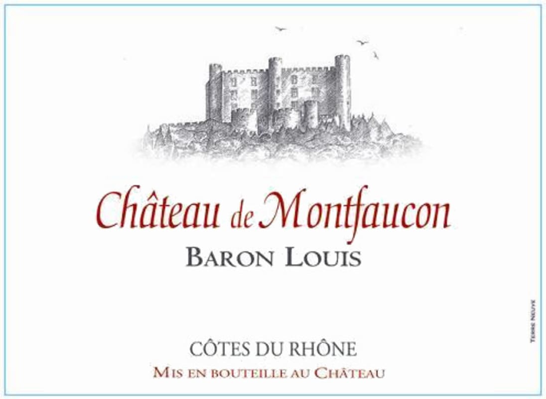 Chateau de Montfaucon Cotes du Rhone Baron Louis 2012 Front Label