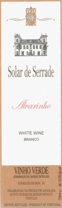 Solar De Serrade Alvarinho 2010 Front Label