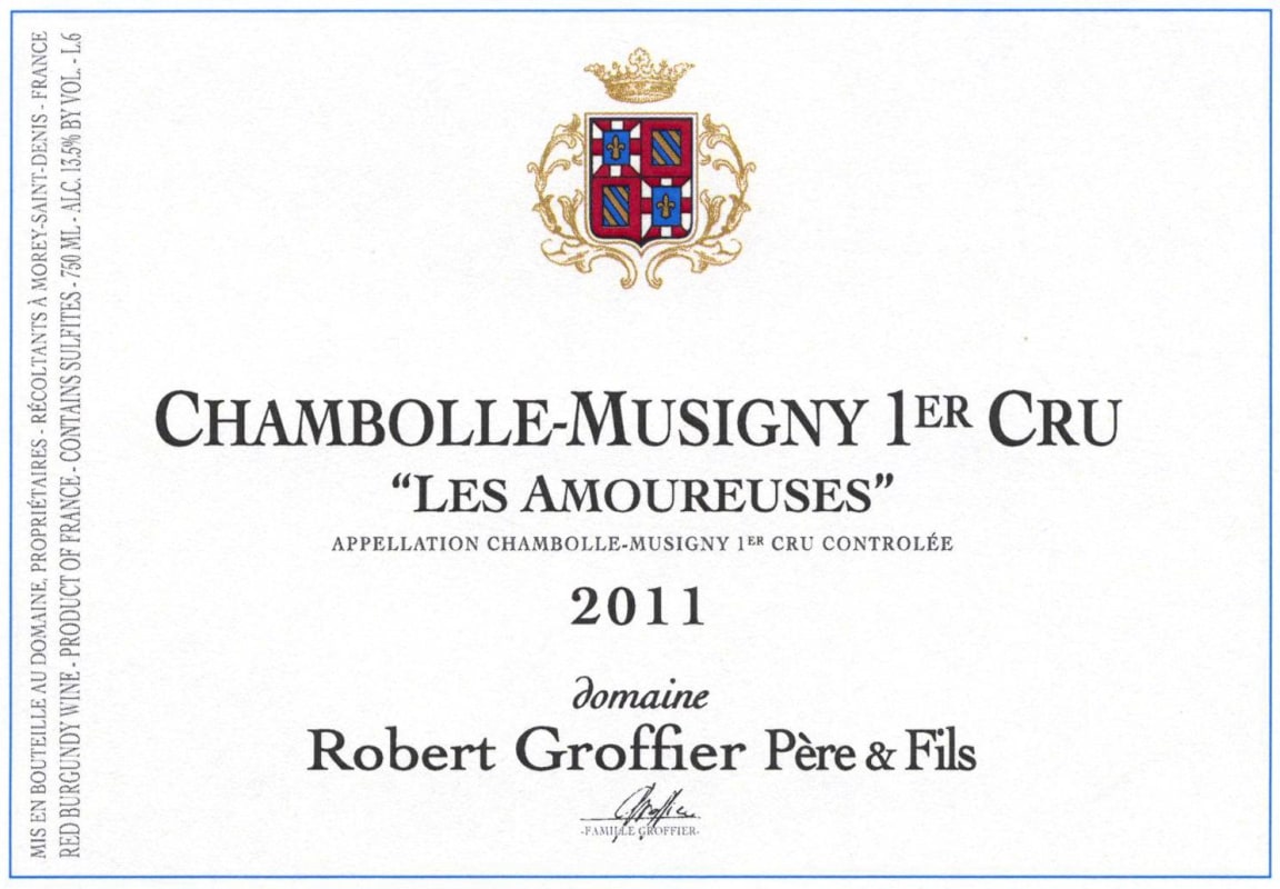 Domaine Robert Groffier Chambolle Musigny Les Amoureuses Premier Cru 2011 Front Label