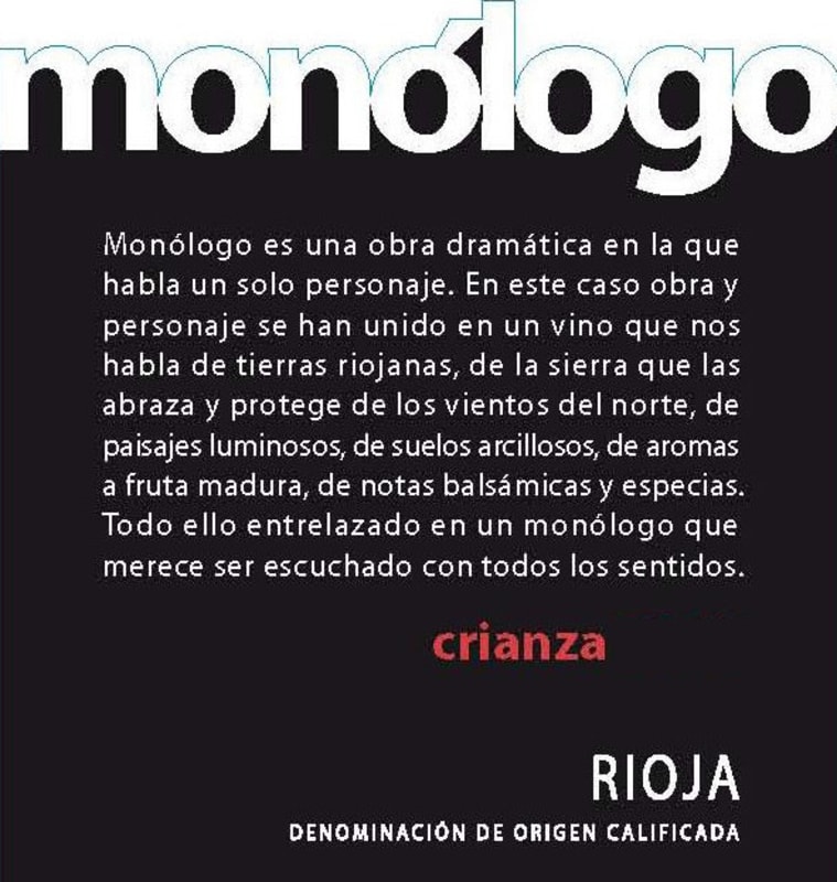 Solar Viejo Monologo Crianza 2013 Front Label