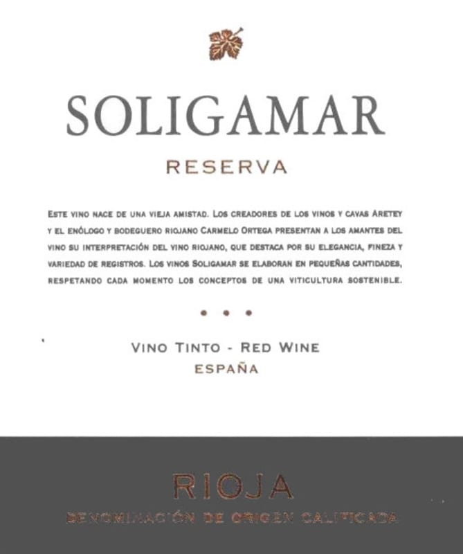 Soligamar Reserva 2009 Front Label