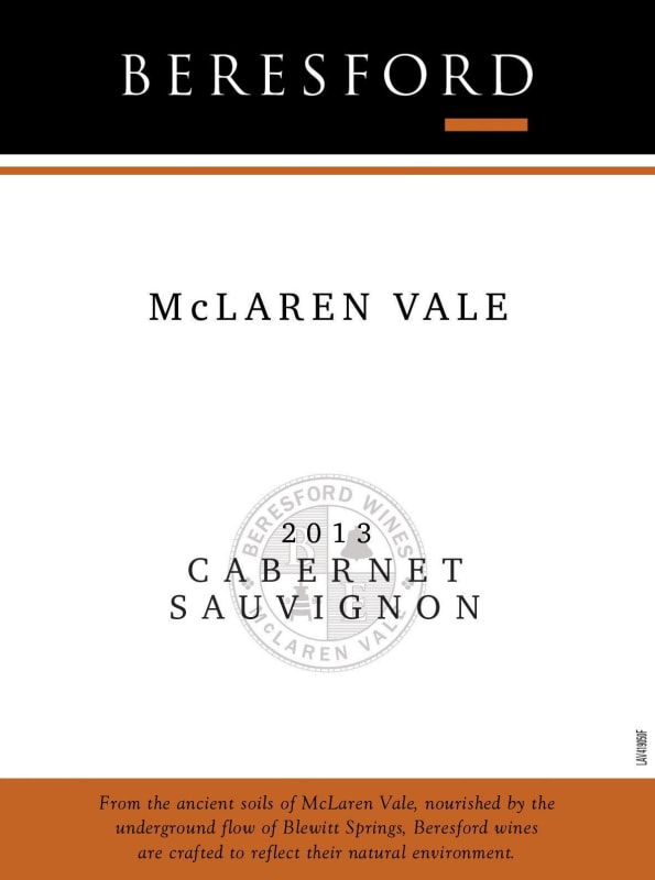 Beresford Cabernet Sauvignon 2013 Front Label