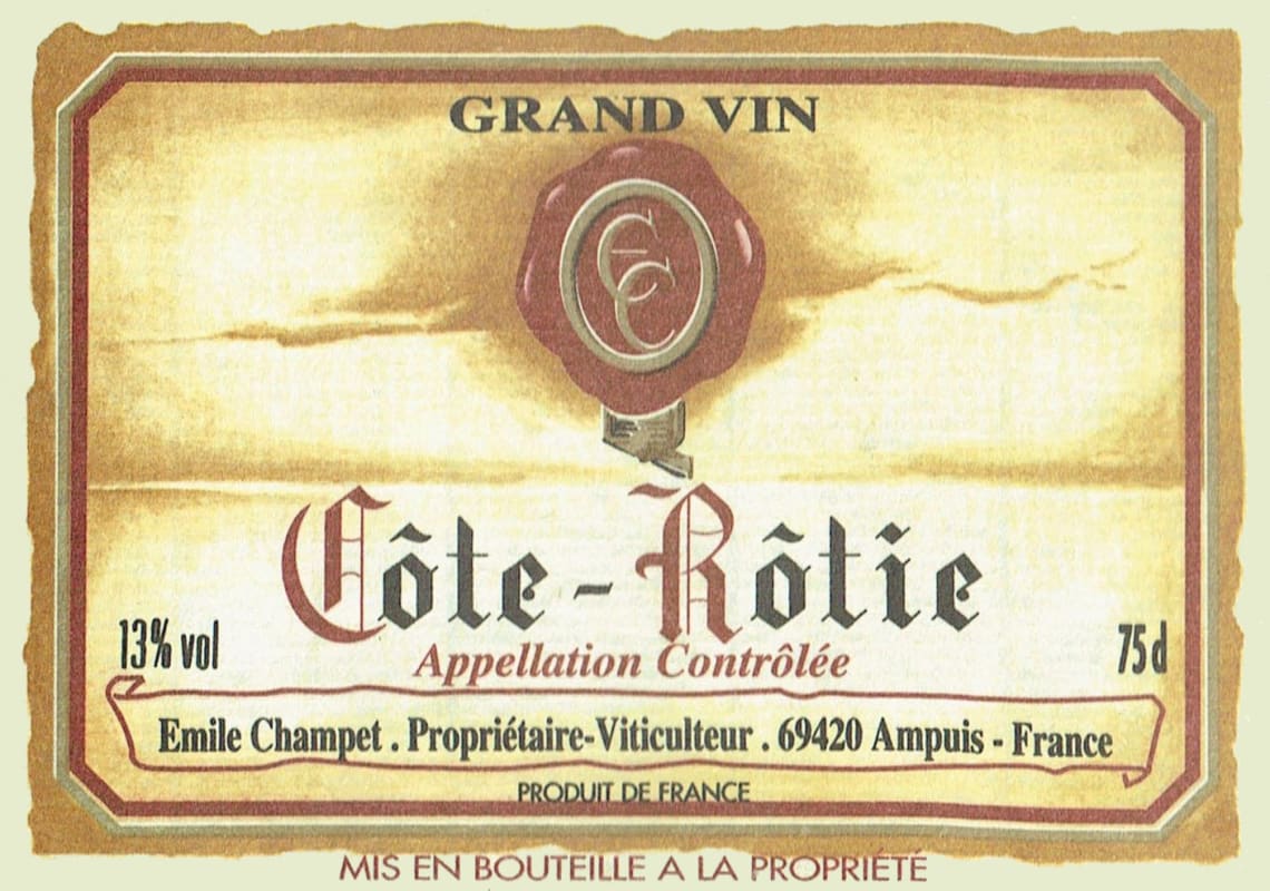 Champet Cote-Rotie 2003 Front Label