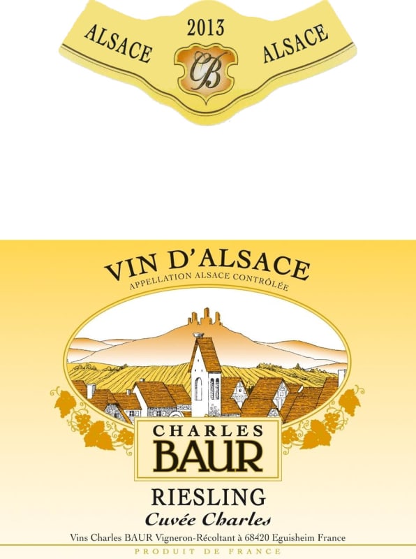 Charles Baur Alsace Cuvee Charles Riesling 2013 Front Label