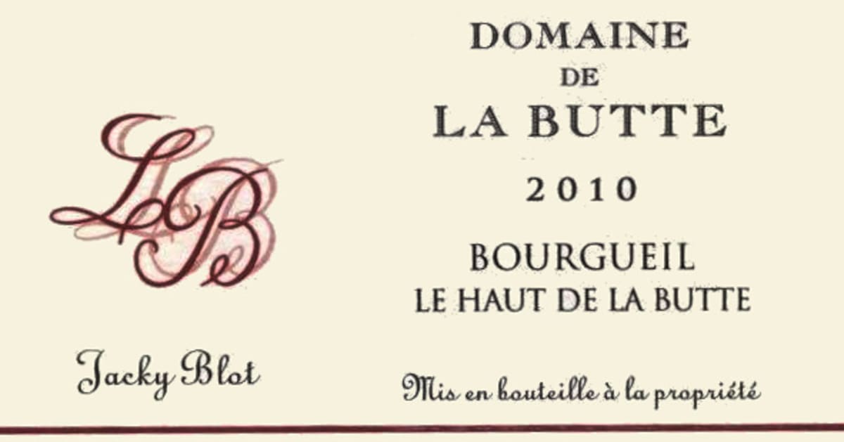 Domaine de la Butte Bourgueil Haut de la Butte 2010 Front Label