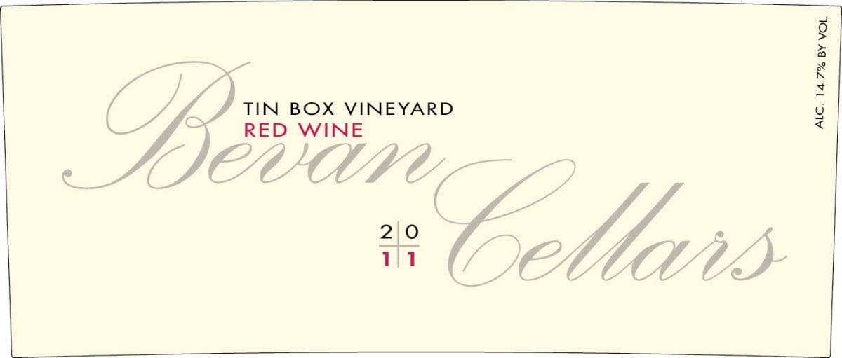 Bevan Cellars Tin Box Vineyard 2011 Front Label