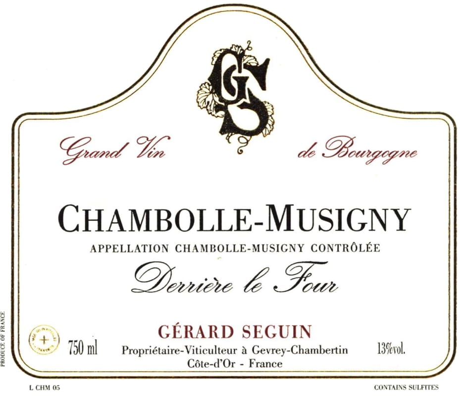 Gerard Seguin Chambolle-Musigny Derriere le Four 2011 Front Label