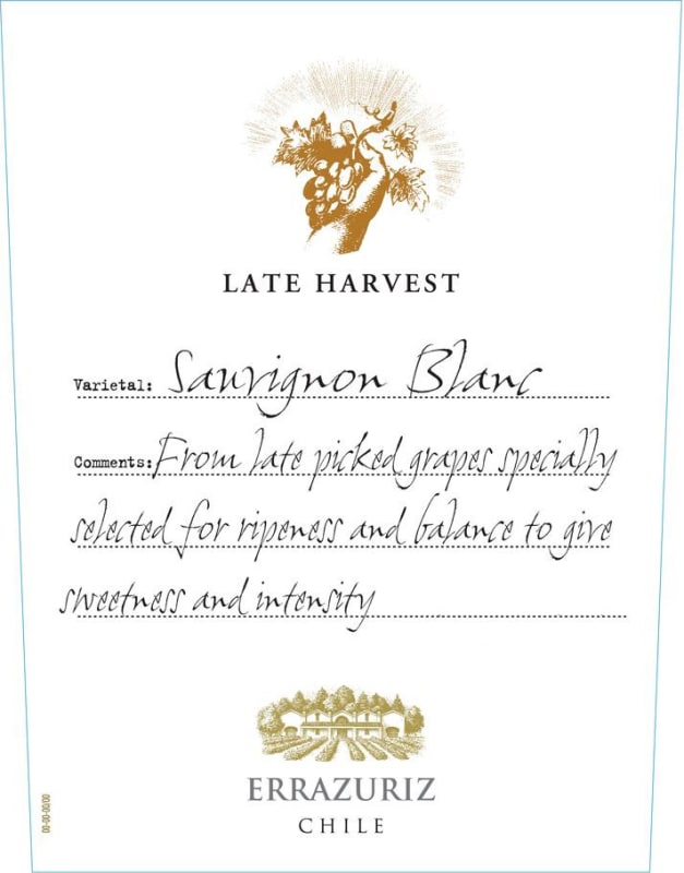 Errazuriz Late Harvest Sauvignon Blanc 2012 Front Label