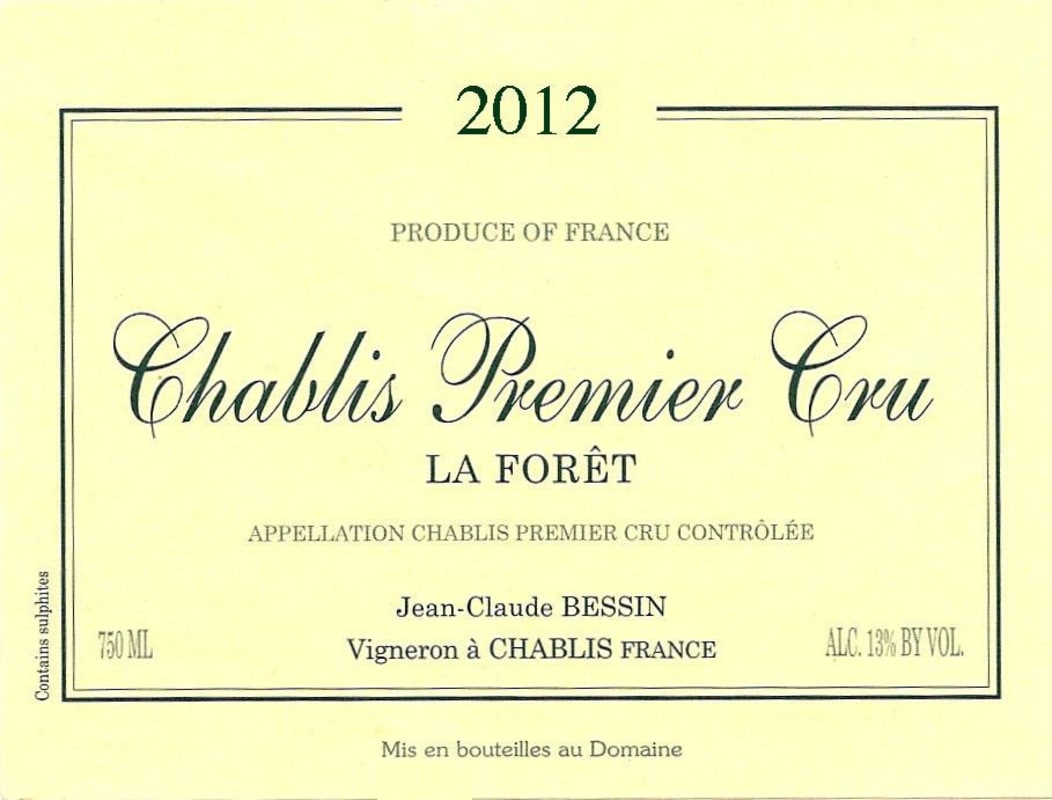 Jean-Claude Bessin La Foret Chablis Premier Cru 2012 Front Label