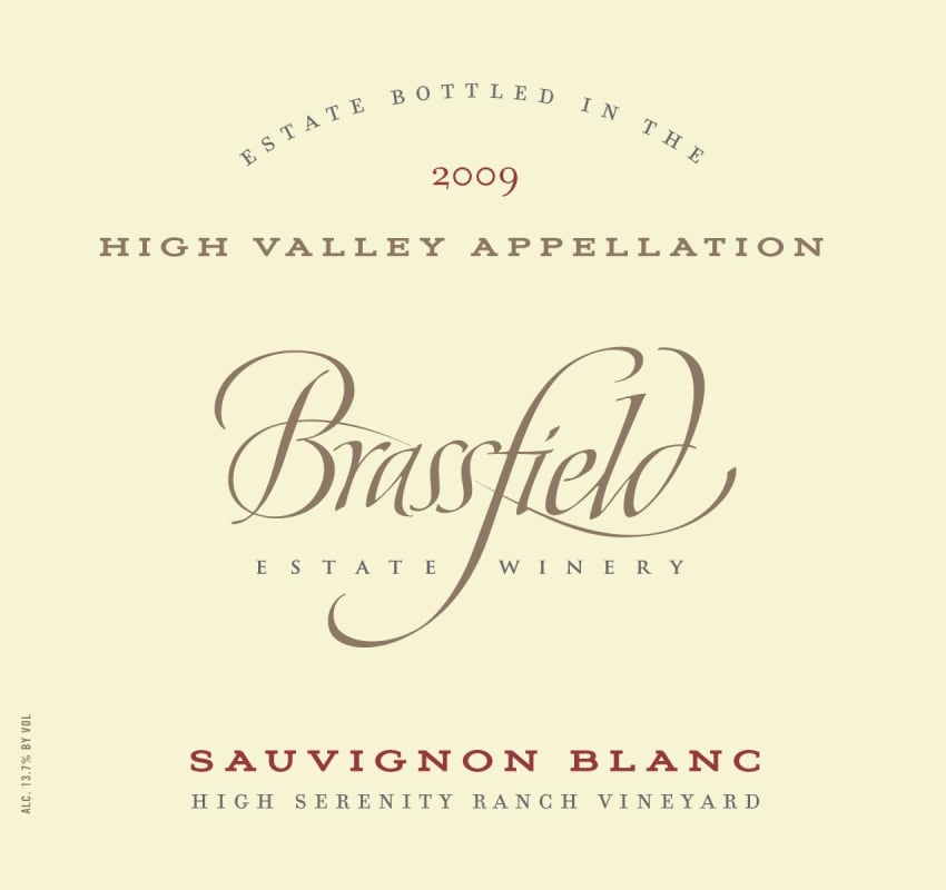 Brassfield  Serenity Ranch Vineyard Sauvignon Blanc 2009 Front Label