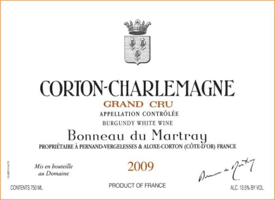 Bonneau du Martray Corton-Charlemagne Grand Cru 2009 Front Label
