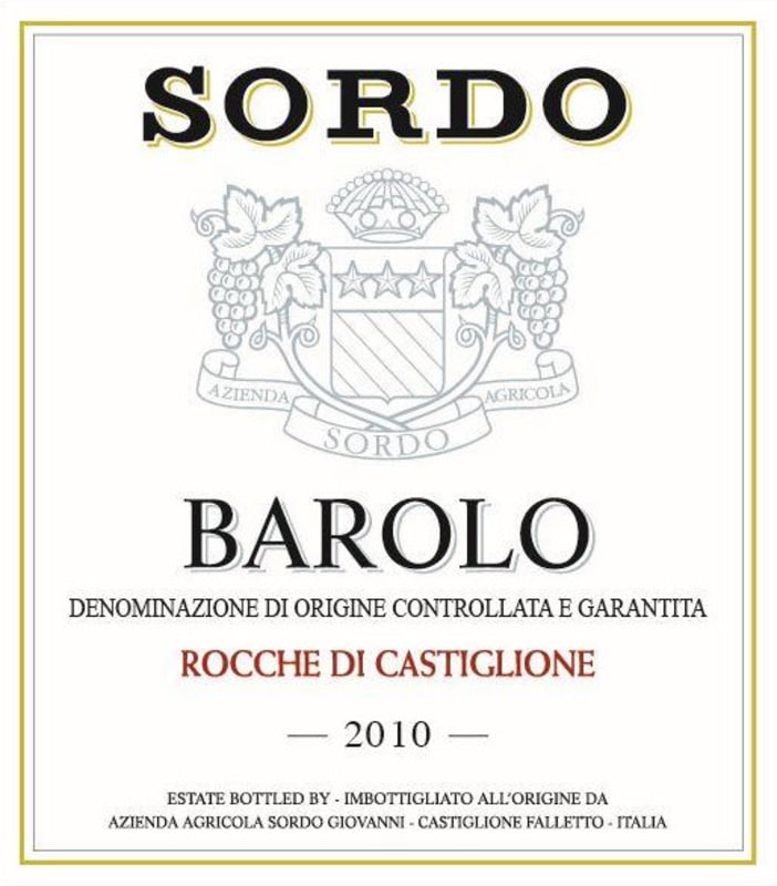 Weingut Ehrhart Barolo Rocche di Castiglione 2010 Front Label
