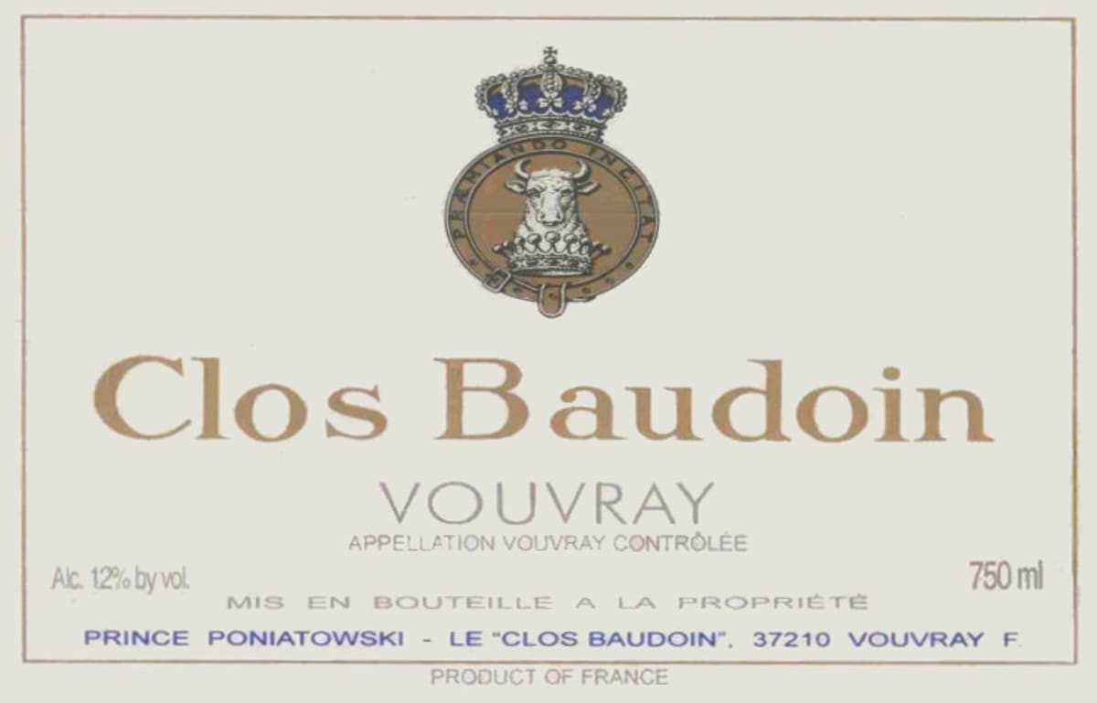 Poniatowski Vouvray Clos Baudoin 1997 Front Label