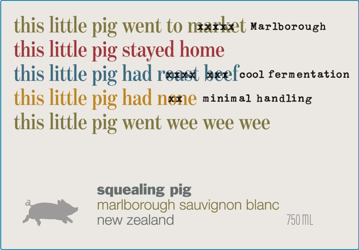 Squealing Pig Sauvignon Blanc 2015 Front Label