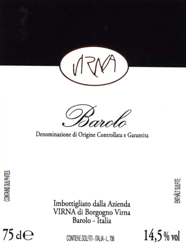 Virna Borgogno Barolo 2004 Front Label