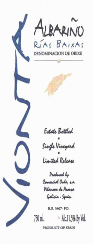 Vionta Albarino 2010 Front Label