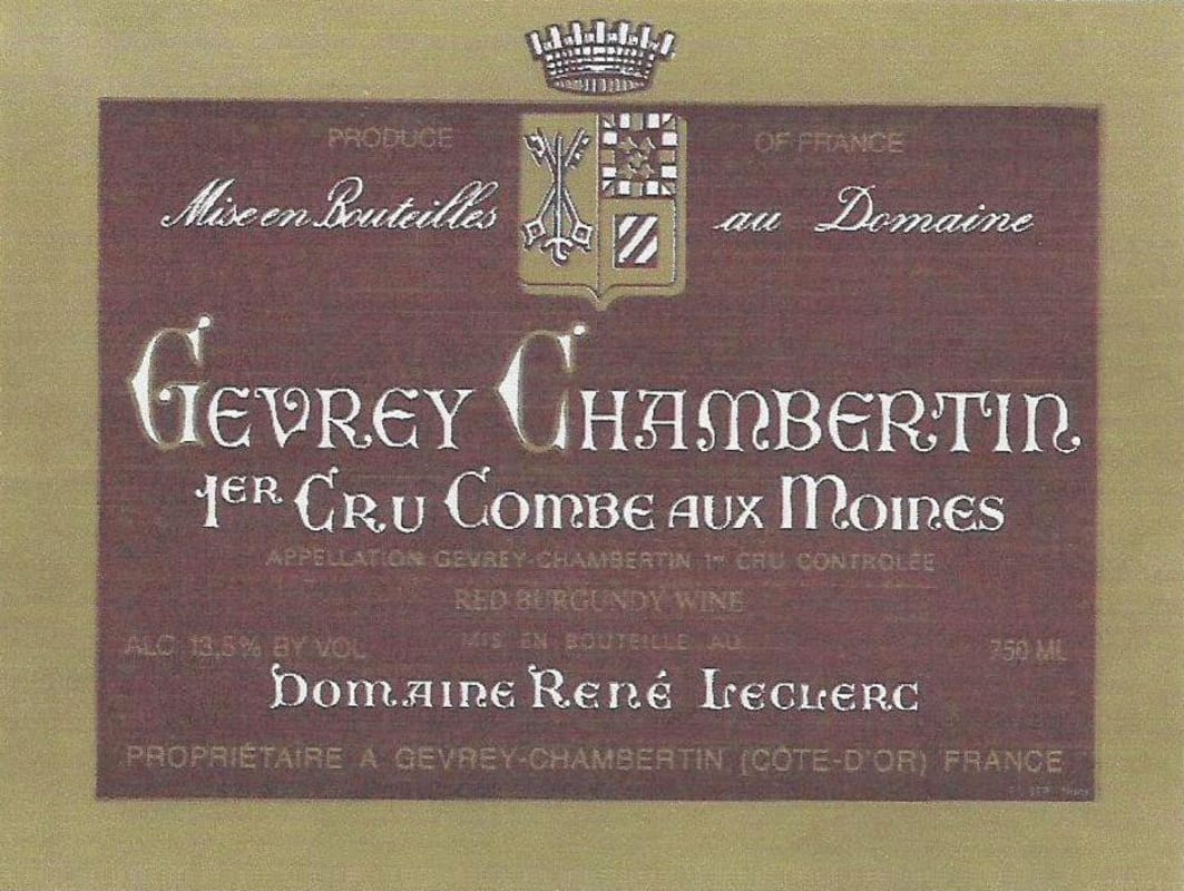Rene Leclerc Gevrey Chambertin Combes aux Moins Premier Cru 2011 Front Label