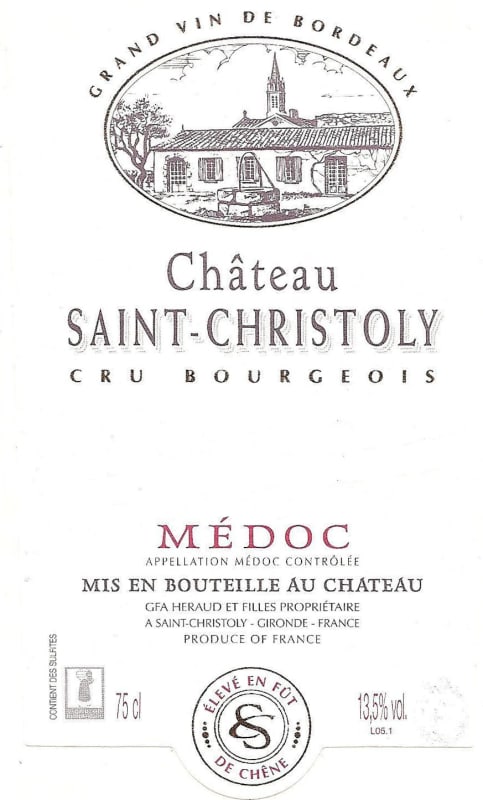 Chateau St Christoly 2014 Front Label