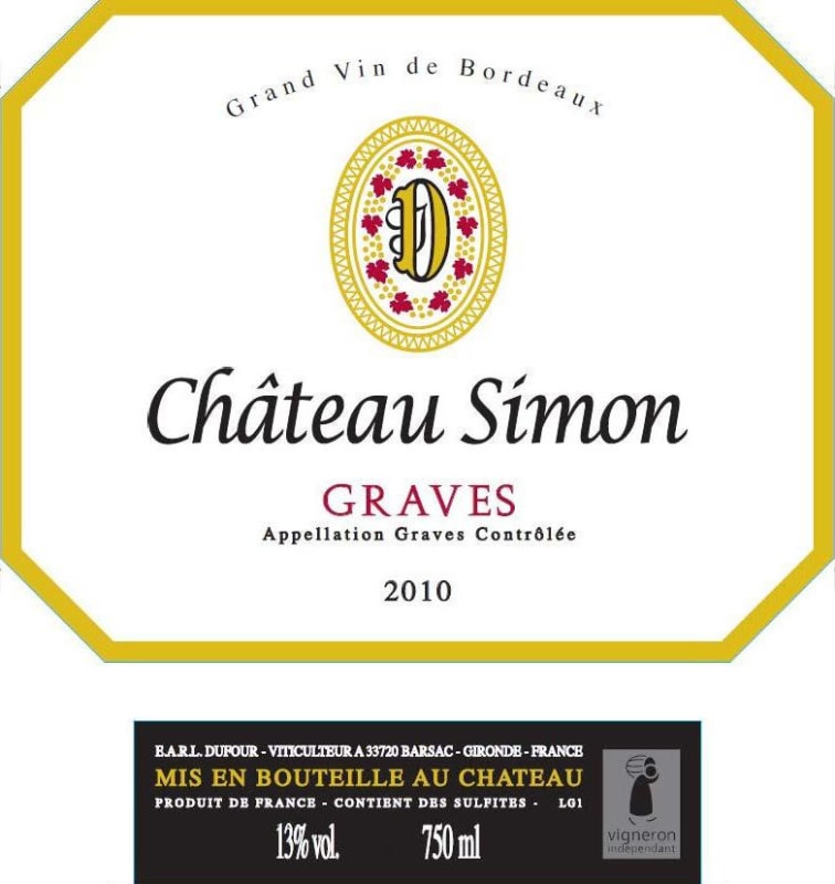 Chateau Simon 2010 Front Label