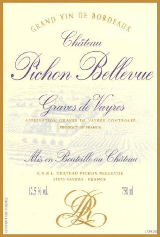 Chateau Pichon-Bellevue 2012 Front Label