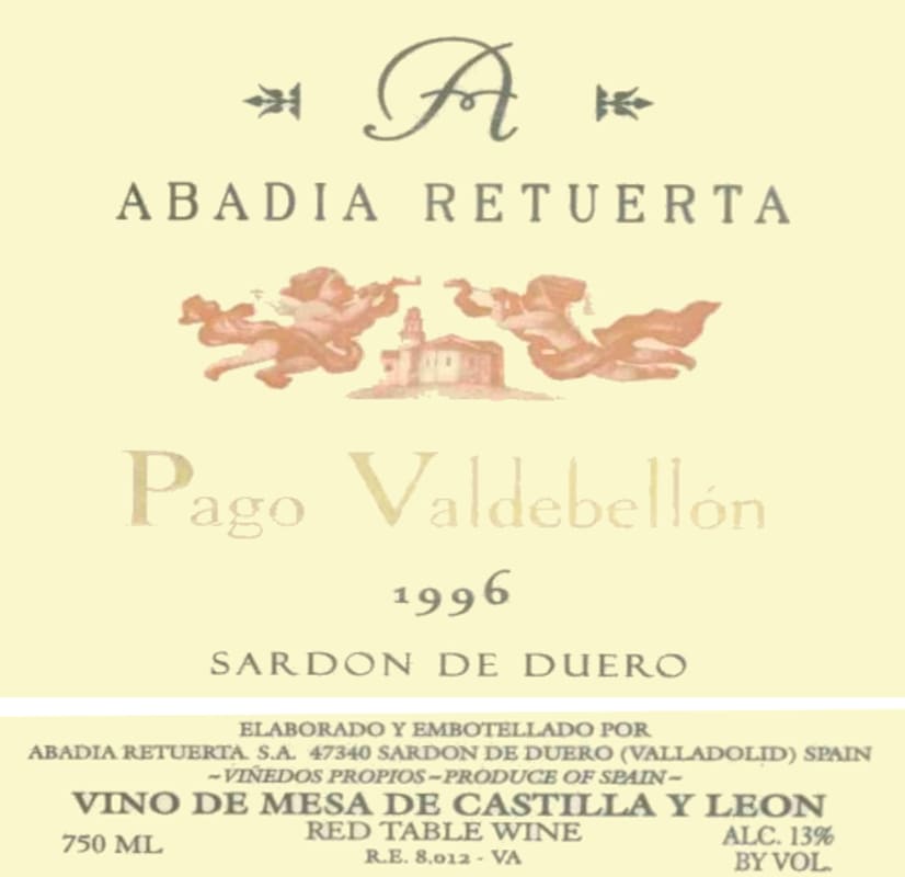 Abadia Retuerta Pago Valdebellon Cabernet Sauvignon 1996 Front Label