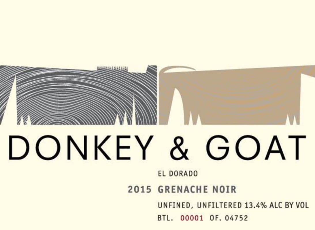 Donkey & Goat El Dorado Grenache Noir 2015 Front Label