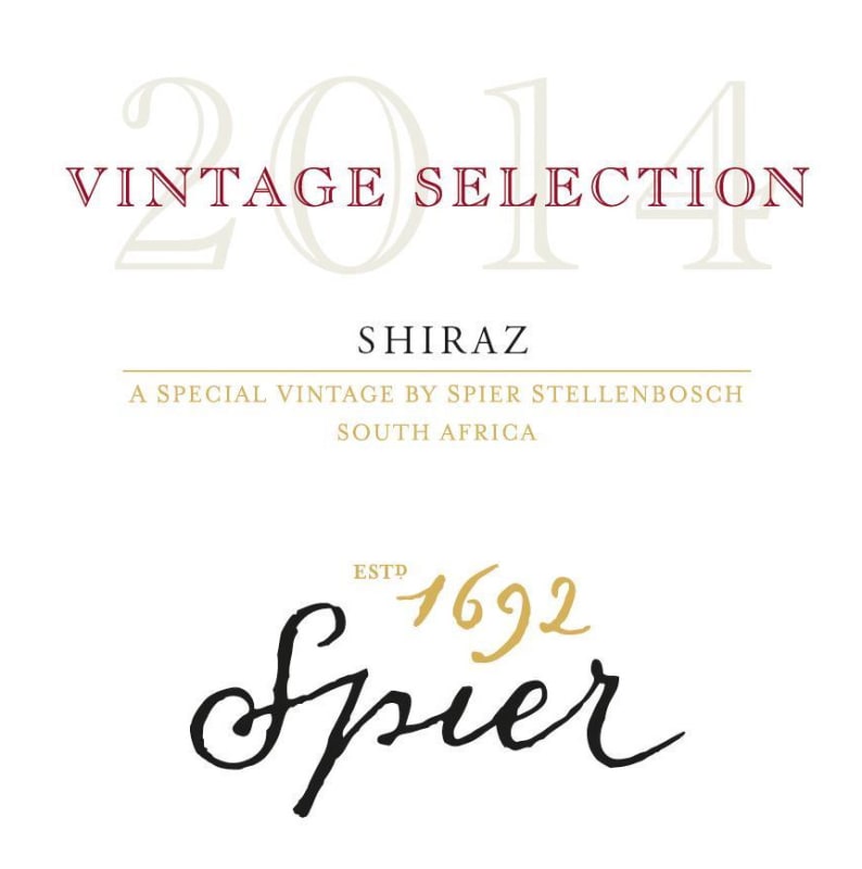 Spier Vintage Selection Shiraz 2014 Front Label