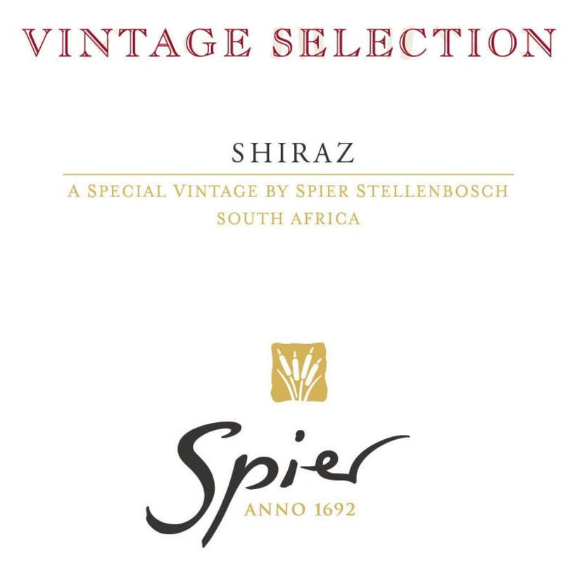 Spier Vintage Selection Shiraz 2012 Front Label