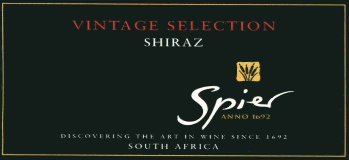 Spier Vintage Selection Shiraz 2006 Front Label