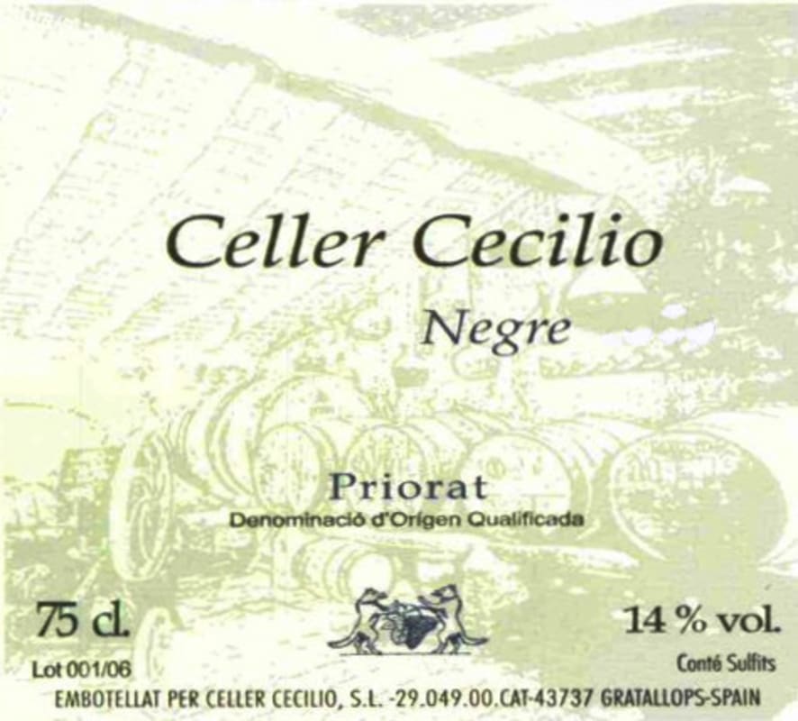 Celler Cecilio Priorat Negre 2008 Front Label