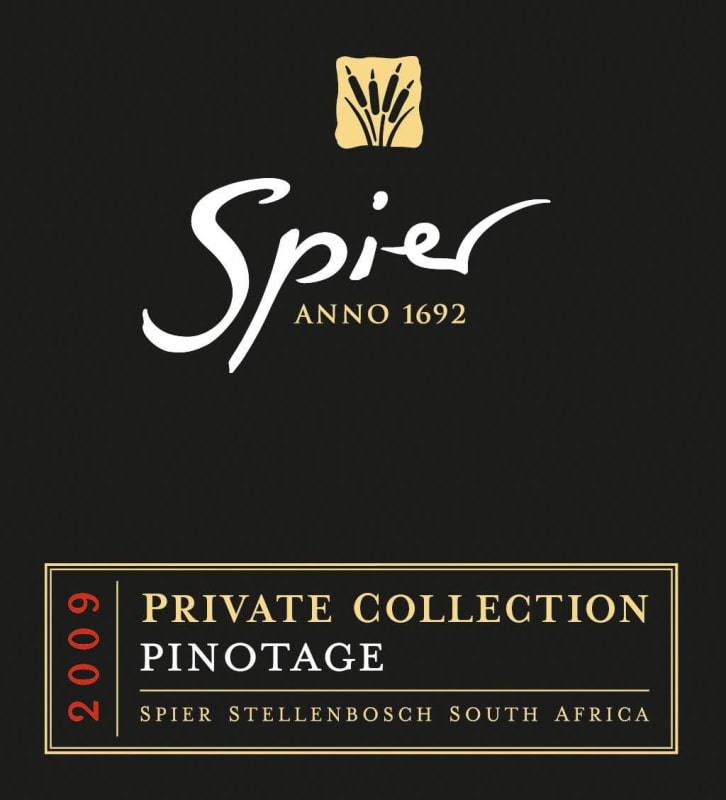 Spier Private Collection Pinotage 2009 Front Label