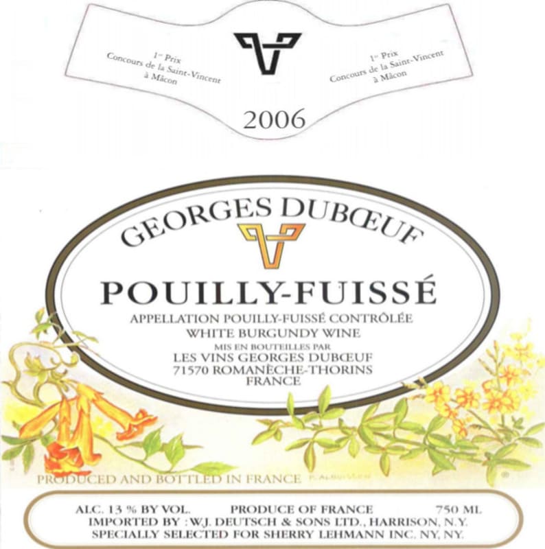 Duboeuf Pouilly-Fuisse 2006 Front Label