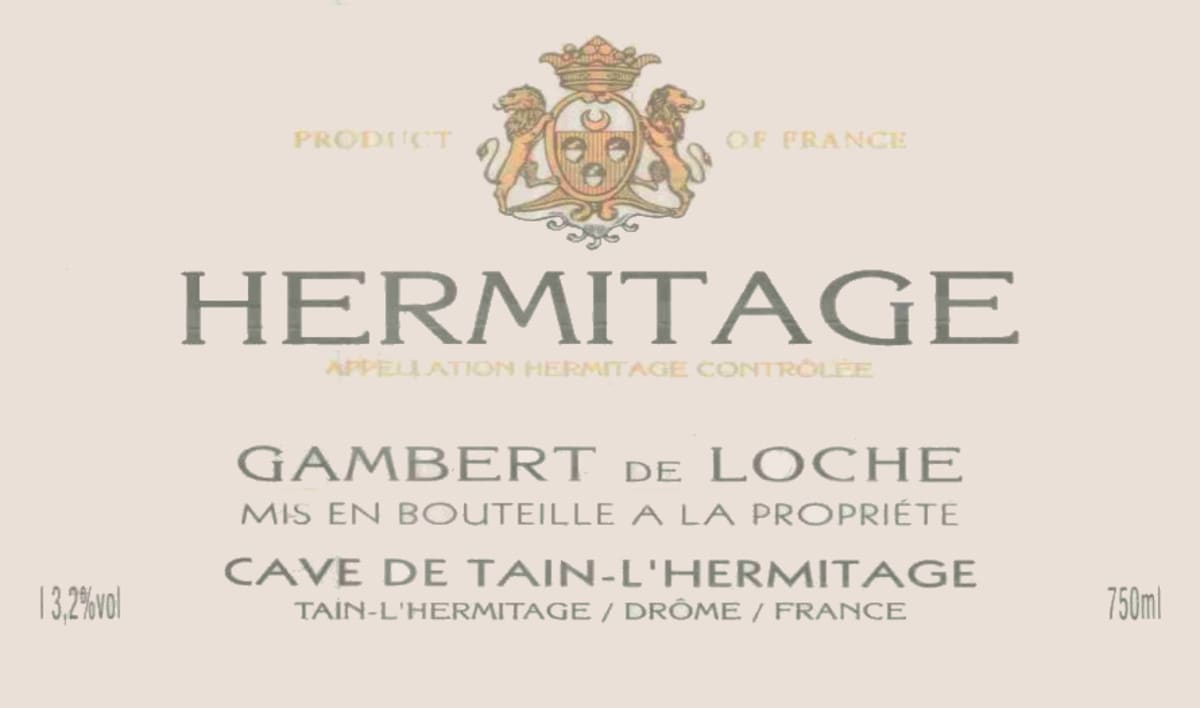 Cave de Tain Hermitage Gambert de Loche Rouge 1999 Front Label