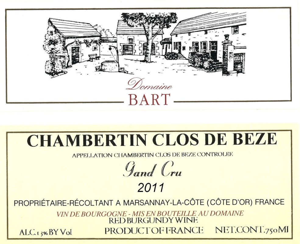 Andre Bart Chambertin Clos de Beze Grand Cru 2011 Front Label