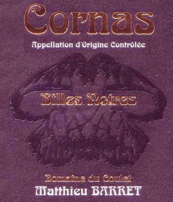 Domaine du Coulet Cornas Billes Noires 2012 Front Label