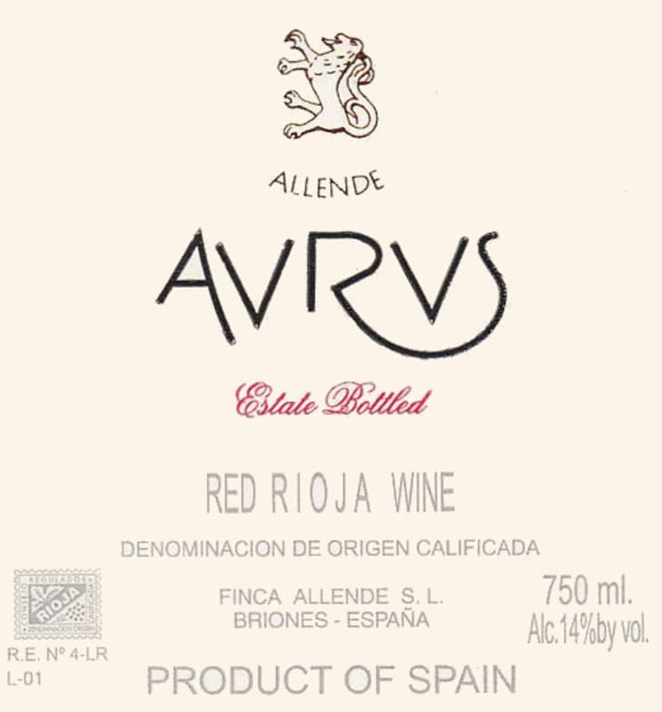 Finca Allende Rioja Aurus 2008 Front Label