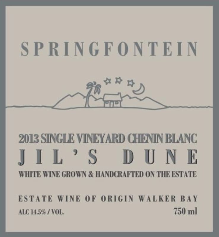 Springfontein Wine Estate Single Vineyard Jil's Dune Chenin Blanc 2013 Front Label