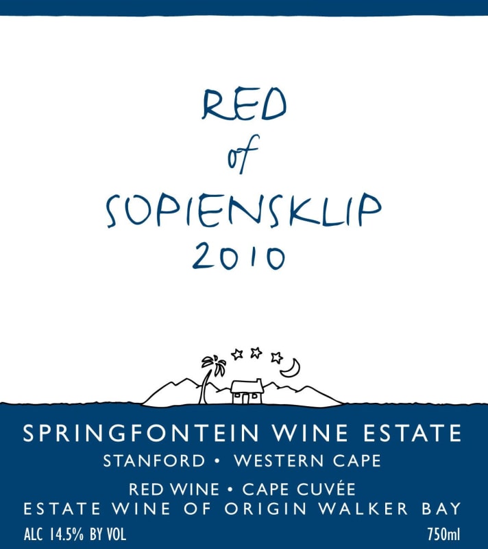 Springfontein Wine Estate Red of Sopiensklip 2010 Front Label