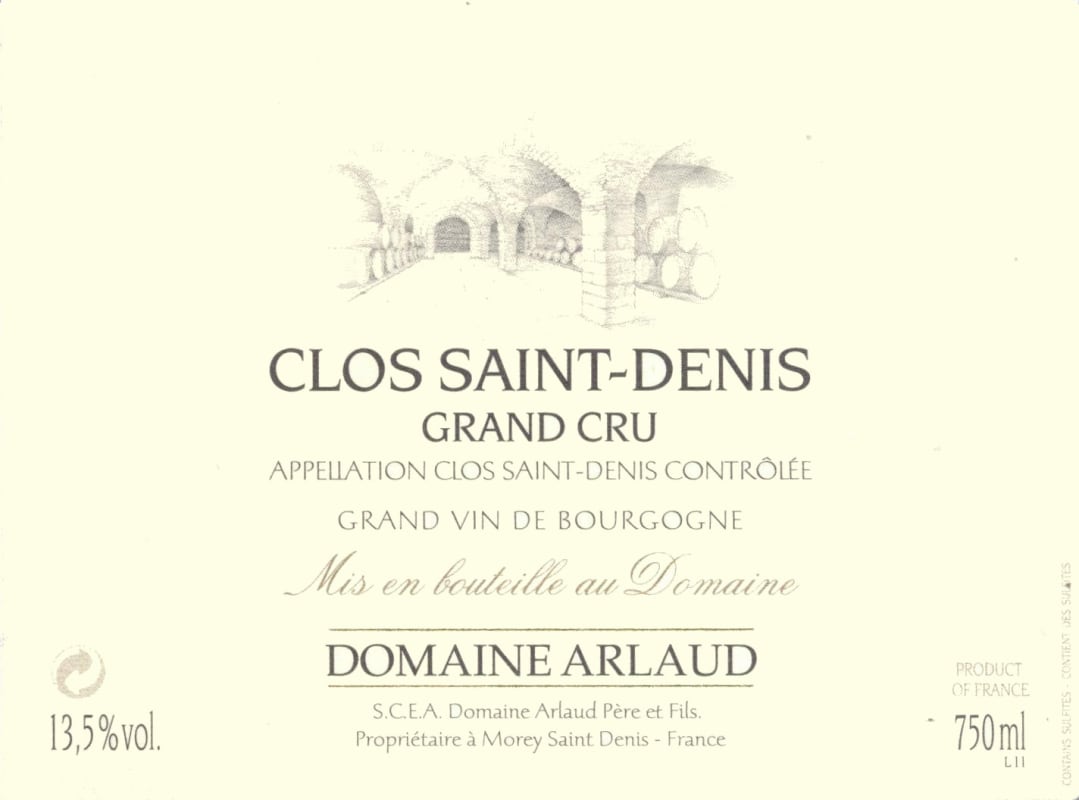 Domaine Arlaud Clos Saint-Denis Grand Cru 2010 Front Label