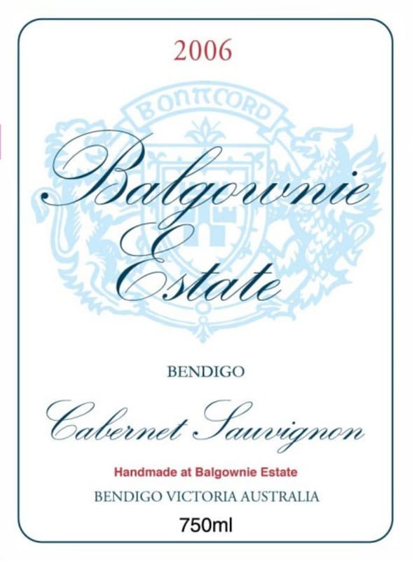 Balgownie Bendigo Cabernet Sauvignon 2006 Front Label