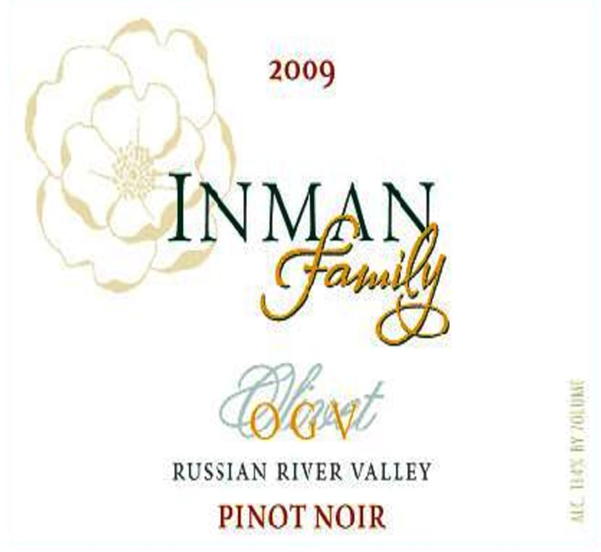 Inman Family OGV Olivet Grange Vineyard Pinot Noir 2009 Front Label