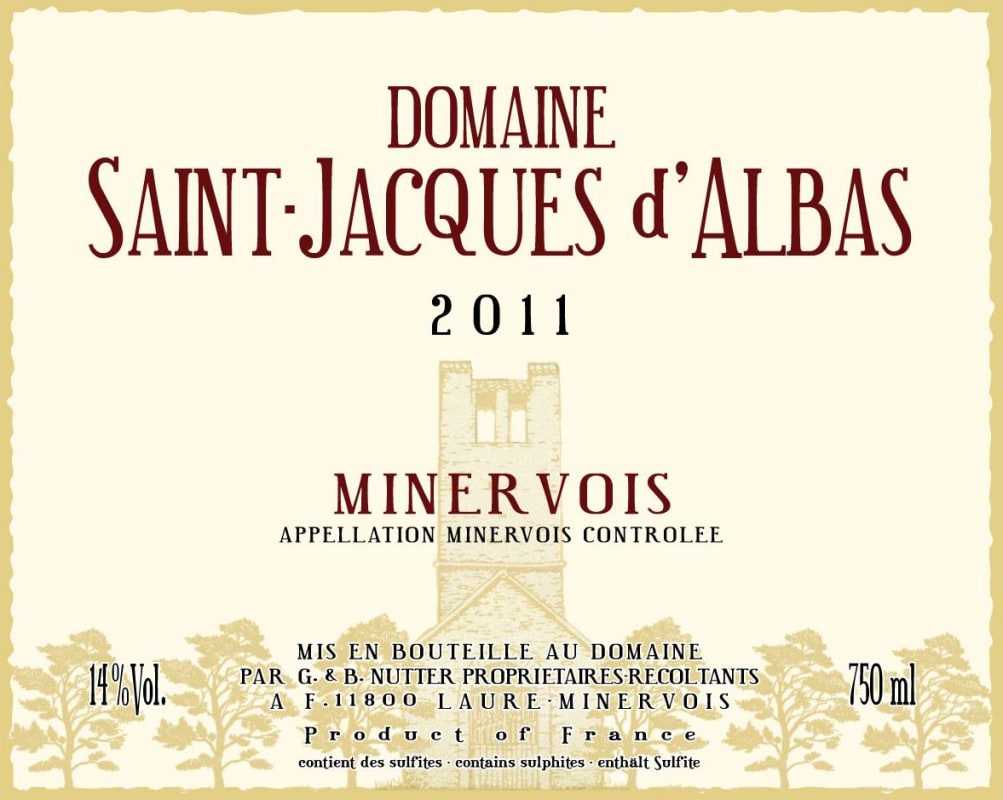 St Jacques d'Albas Minervois 2011 Front Label
