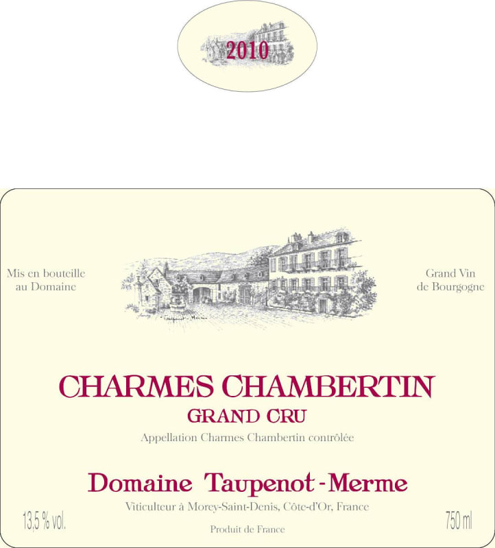 Domaine Taupenot-Merme Charmes-Chambertin Grand Cru 2010 Front Label