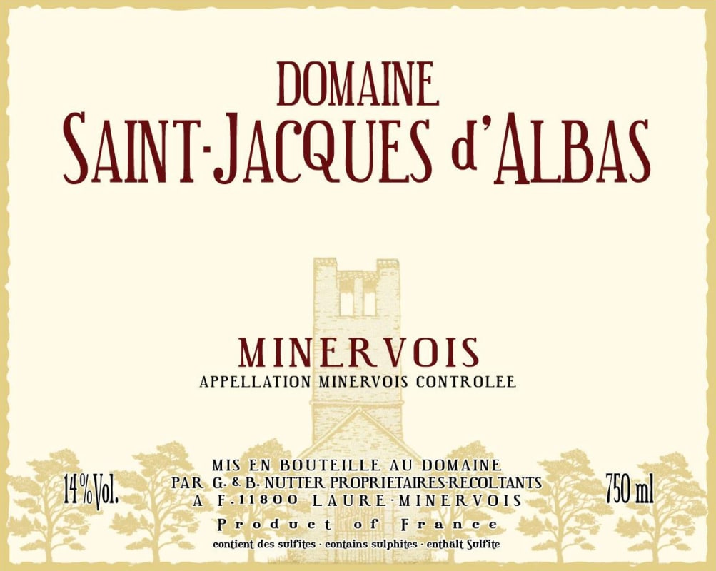 St Jacques d'Albas Minervois 2012 Front Label