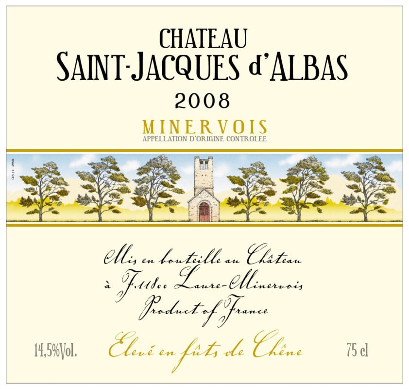 St Jacques d'Albas Minervois 2008 Front Label