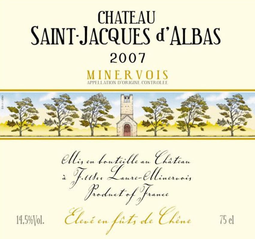 St Jacques d'Albas Minervois 2007 Front Label