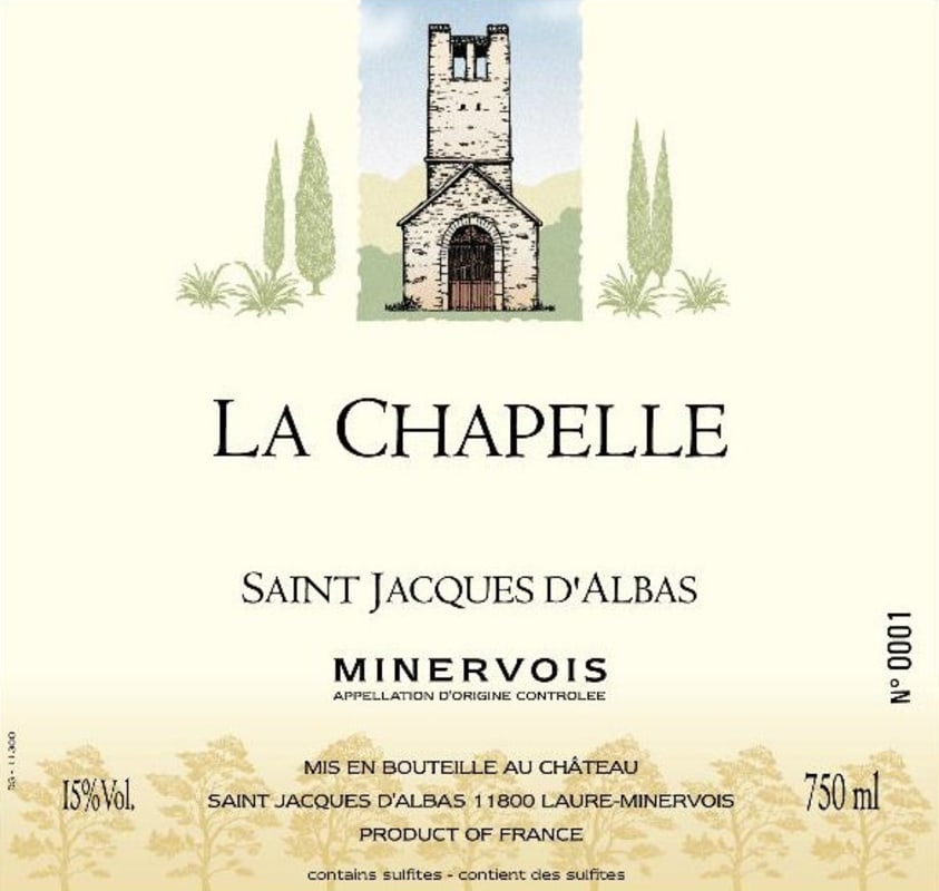 St Jacques d'Albas Minervois La Chapelle 2009 Front Label