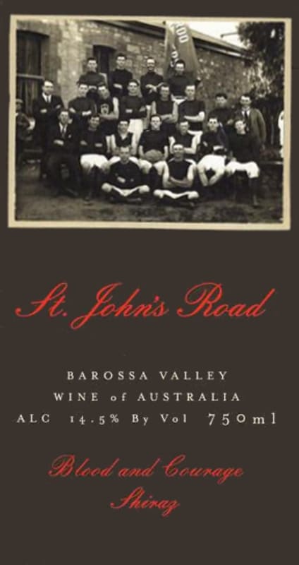 St John's Road Blood And Courage Shiraz 2015 Front Label